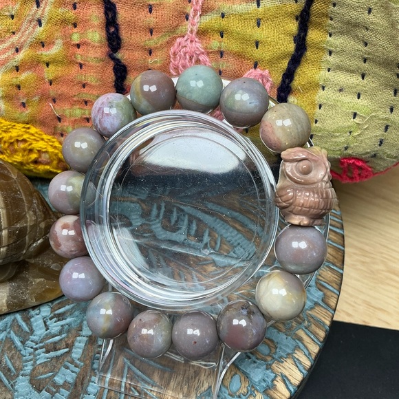 The Birdhouse Set: Kantha Pouch,Alashan Bracelets with Chickadee & Owl, Crow - Picture 2 of 7